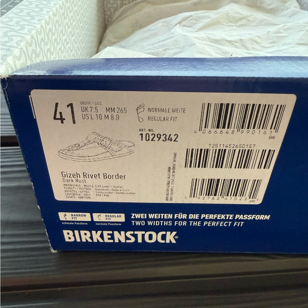 NWT Birkenstock Gizeh Suede Rust w/ Gold Rivets W10-10.5 SOLD OUT - Picture 5 of 8